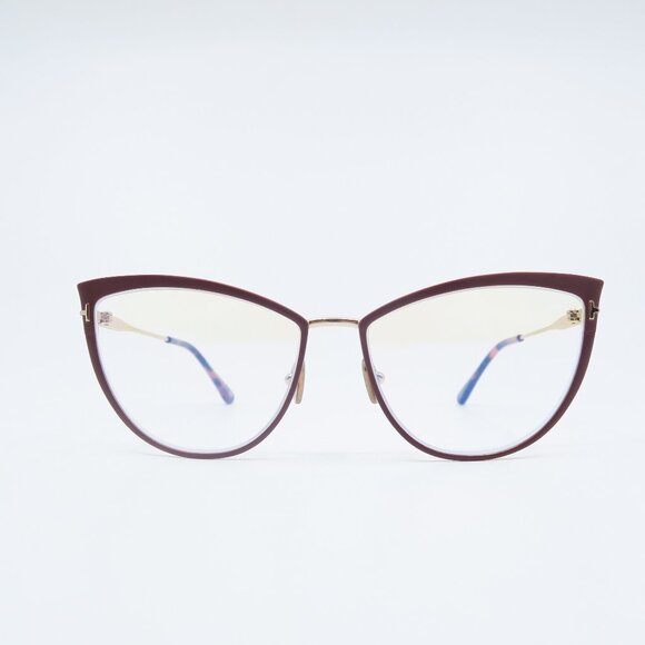 Tom Ford TF 5877-B 069 Red & Pale Gold Metal, New Cat Eye Eyeglasses Frames. - Picture 1 of 7